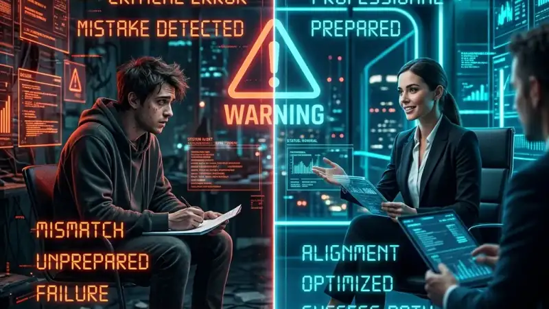 Common Interview Mistakes Digital Warning Professional vs Student Mindset